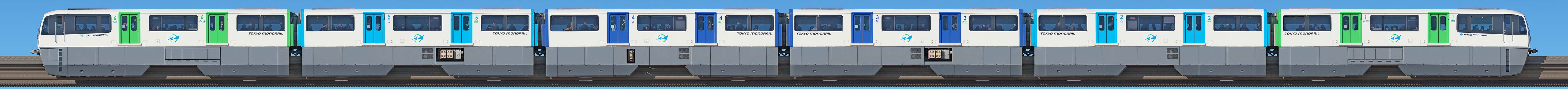 東京モノレール2000形2031編成（海側）の編成サイドビュー