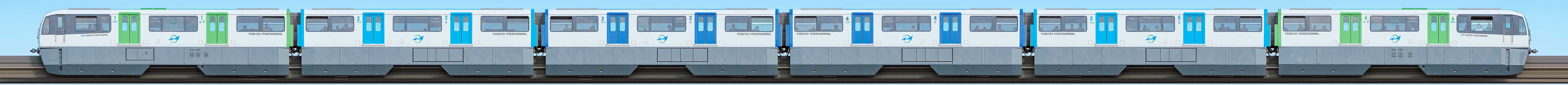 東京モノレール2000形2041編成（山側）の編成サイドビュー