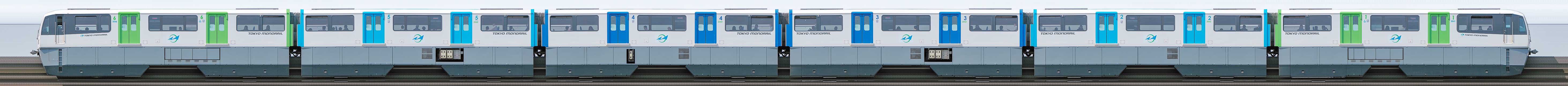 東京モノレール2000形2041編成（海側）の編成サイドビュー
