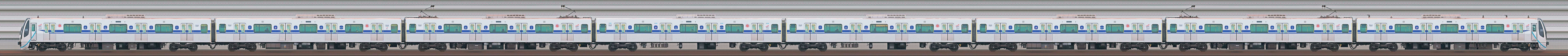 東急3020系3123編成「新幹線デザインラッピングトレイン」（山側）の編成サイドビュー