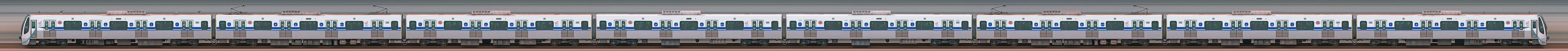 東急3020系3123編成「新幹線デザインラッピングトレイン」（海側）の編成サイドビュー