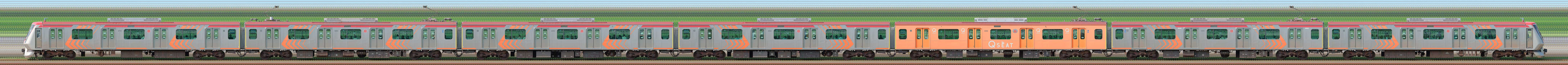 東急6000系6102編成「Q SEAT」(海側)の編成サイドビュー