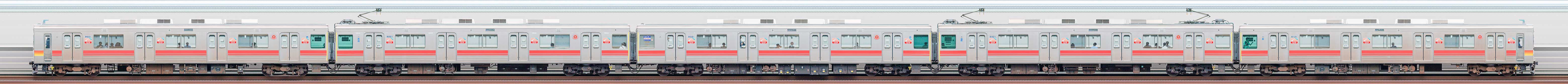 東急9020系9021編成(山側)の編成サイドビュー