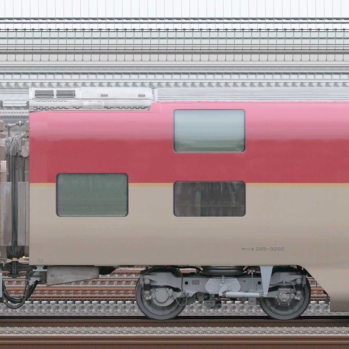 JR東海285系3000番台「サンライズエクスプレス」サハネ285-3202の側面