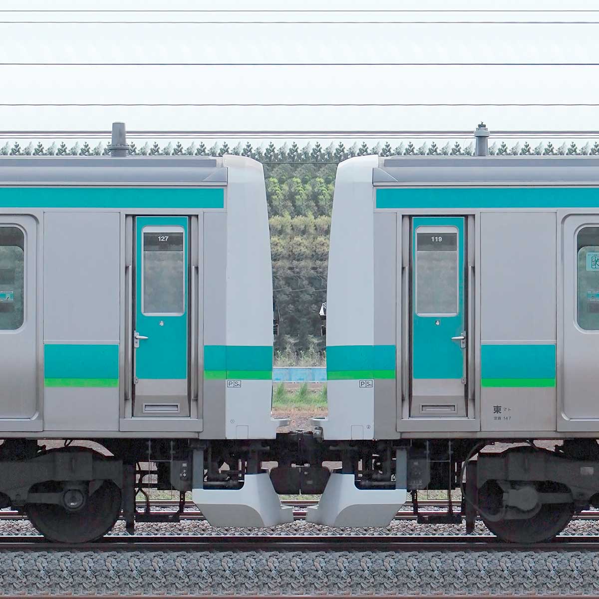 JR東日本 常磐快速線 E231系 マト119編成（線路設備モニタリング装置対応編成）＋マト127編成（山側）｜RailFile.jp｜鉄道車両サイドビューの図鑑