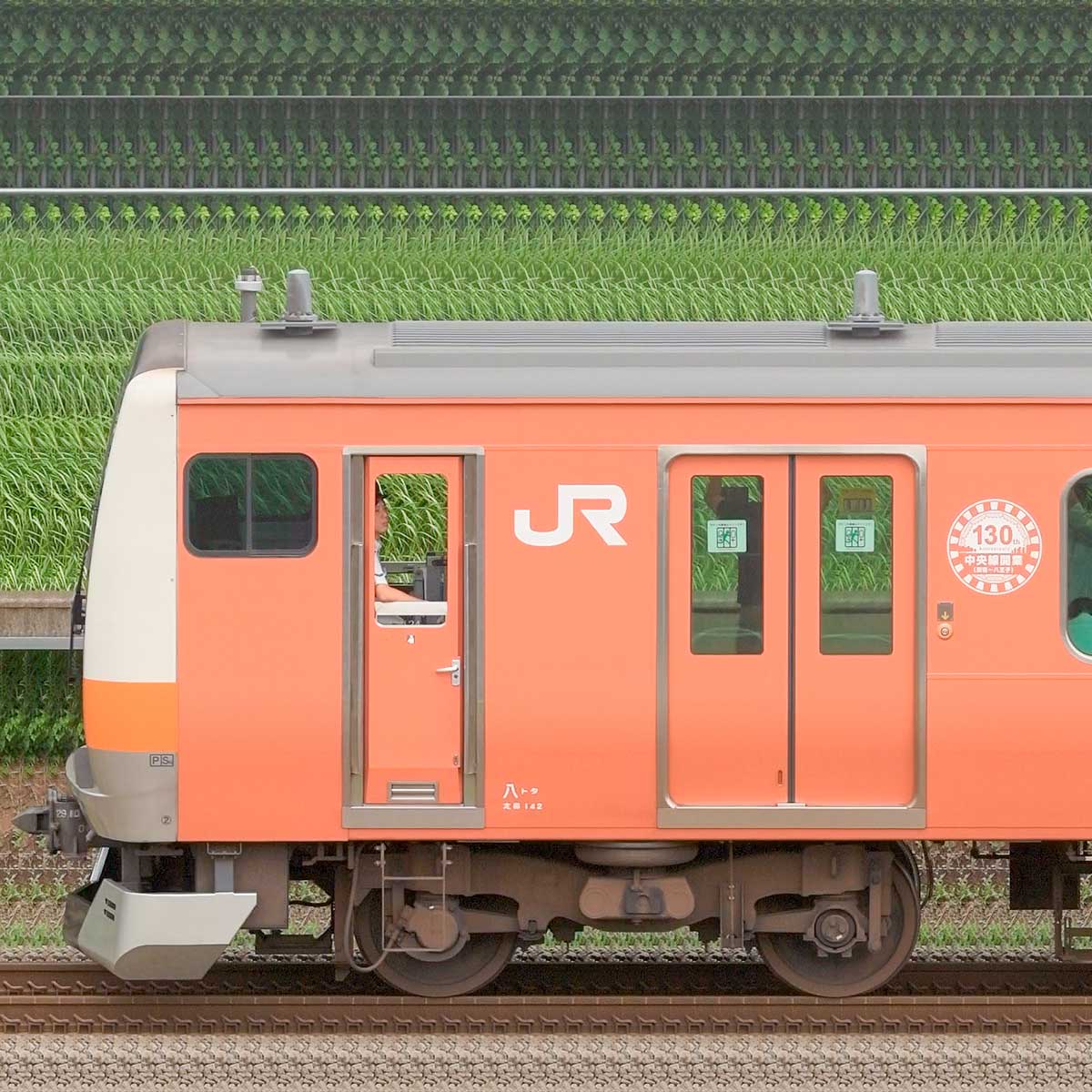 JR東日本 中央快速線 E233系T24編成（中央線開業130周年記念ラッピングトレイン・海側）｜RailFile.jp｜鉄道車両サイドビューの図鑑