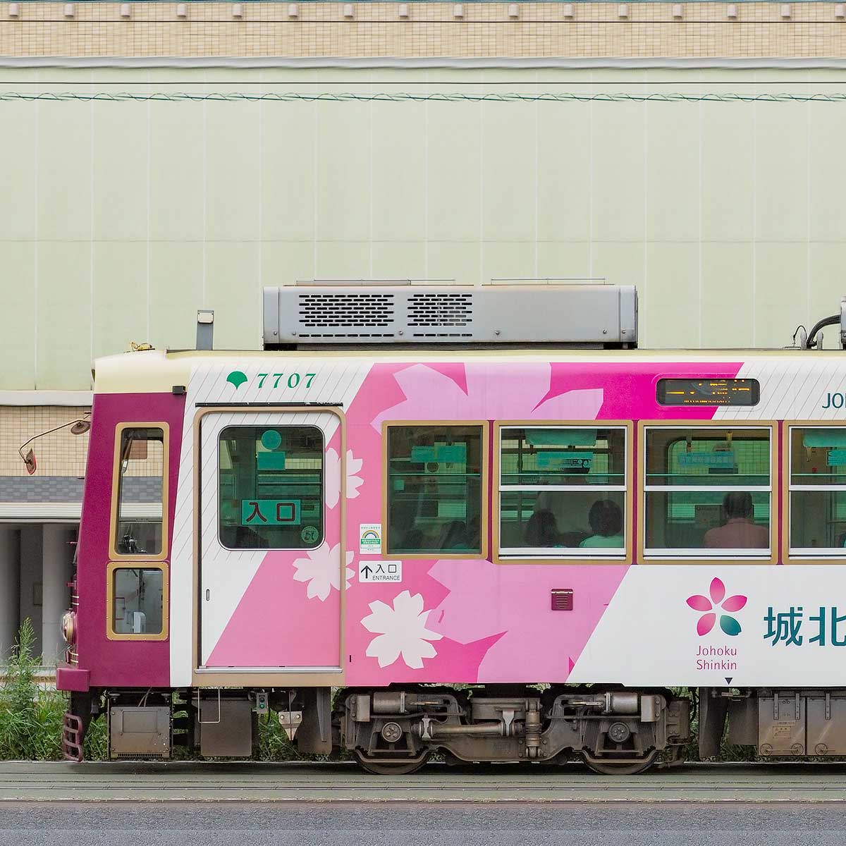 東京都交通局 都電荒川線 7700形7707（城北信用金庫ラッピング）の側面 