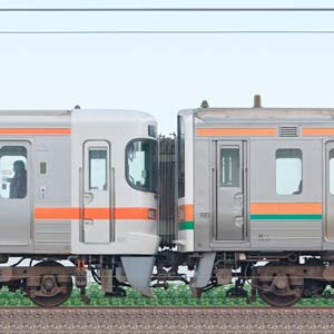 JR東海静岡車両区313系2300番台W7編成＋211系5000番台SS5編成（山側）