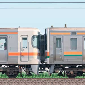 JR東海静岡車両区313系2500番台T13編成＋211系5000番台SS9編成（山側）